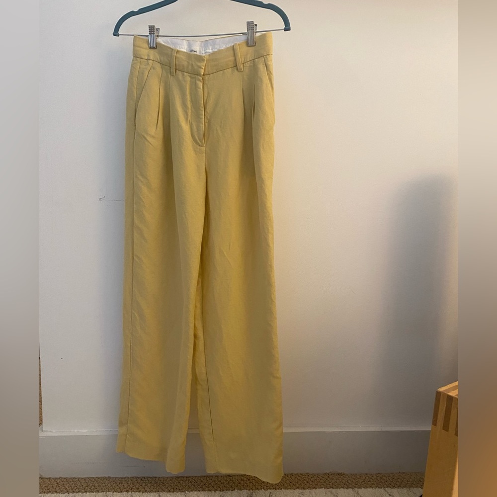 Aritzia Yellow Wide-Leg Trousers